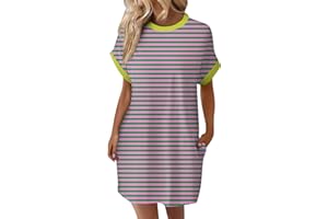 DPKLAD Women’s Casual Summer T Shirt Dress Loose Short Sleeve Tunic Dress with Pocket for Women