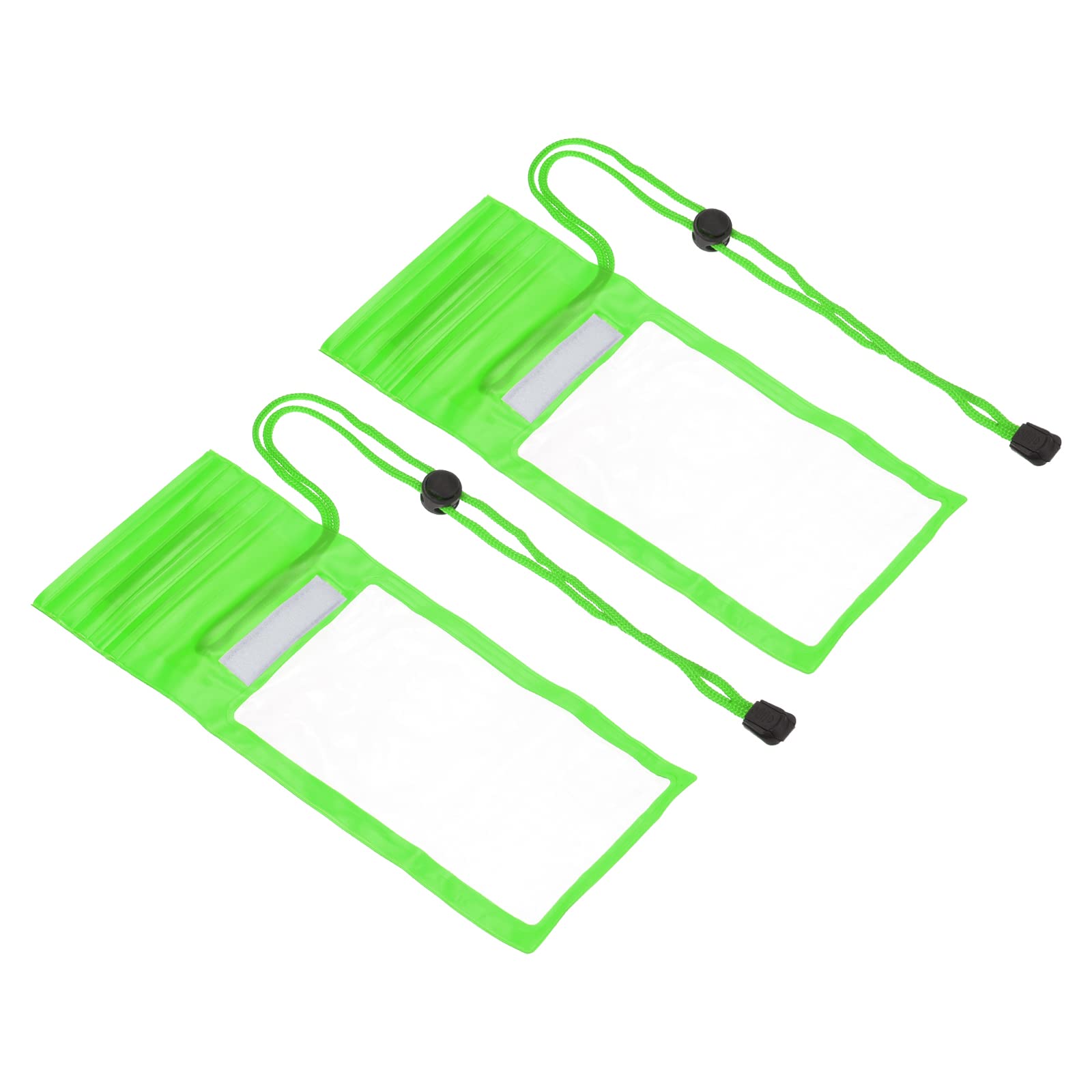 PATIKIL Lanyard Waterproof Phone Pouch, 2 Pack Universal Cellphone Dry Bag Clear Protection Cover Bag for Beach Swimming Pool, Green