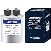 SUREPHON 7.5 Mfd Capacitor 370V/440V Oval Run Start Capacitor for AC Motor Run or Fan Start and Cool or Heat Pump Air Conditioner