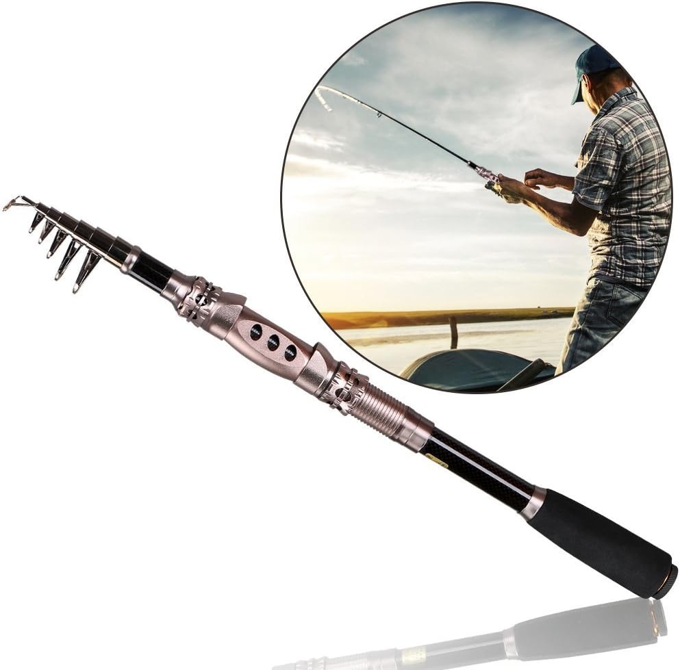 EocuSun Telescopic Fishing Rod Ultra Light 5 Types of Adjustable Length Portable Carbon Fiber Travel Spinning Fishing Pole for Saltwater and Freshwater(1pc)