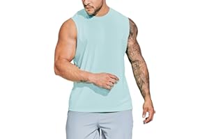 MIER Men's UPF 50+ Sleeveless Workout Swim Shirts Quick Dry Running Tank Tops UV Protection Muscle Tees