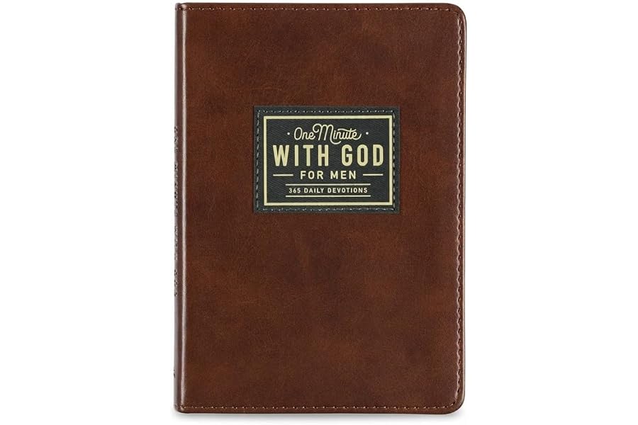 One Minute with God for Men 365 Devotions Faux Leather Flexcover (1) | 365-Day Daily Prayer Brown Notebook, Imitation Leather Bible Prayer Notebook