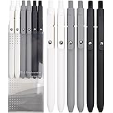 Gel Pens School Office Supplies - 6 Pcs 0.5mm Cute Ink Ballpoint with 10 Refills, Black White Fine Point Pen, Desk Accessories for Women College Teacher, Pastel Smooth Writing Pen for Journaling Gift