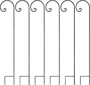 FEED GARDEN Shepherd's Hook 65inch Anti-Rust Hooks,for Flower Basket, Christmas Lights, Lanterns, Plant Hangers, Flower Baskets,Black(6 Pack)