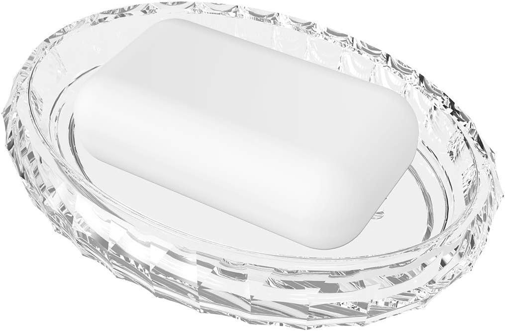 LinkIdea Rectangle Glass Bar Soap Dish, Soap Saver Tray for