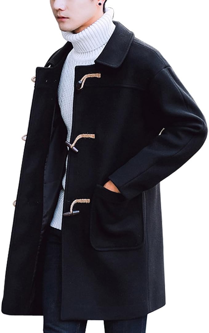 Amazon Happyjp ダッフルコート メンズ 秋 冬 ダッフル コート アウター メルトン ロング丈 防寒 通学 通勤 旅行 大きいサイズ 秋服 トレンチコート 厚手 ファッション コート ジャケット 通販