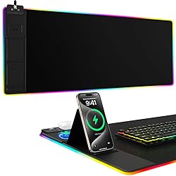 Mouse Pad with Phone Holder, Wireless Charging Desk