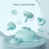 Pisol Wide Mouth Funnel Set with 5 Spouts & 2 Strainers Teal Kitchen Funnel view 2