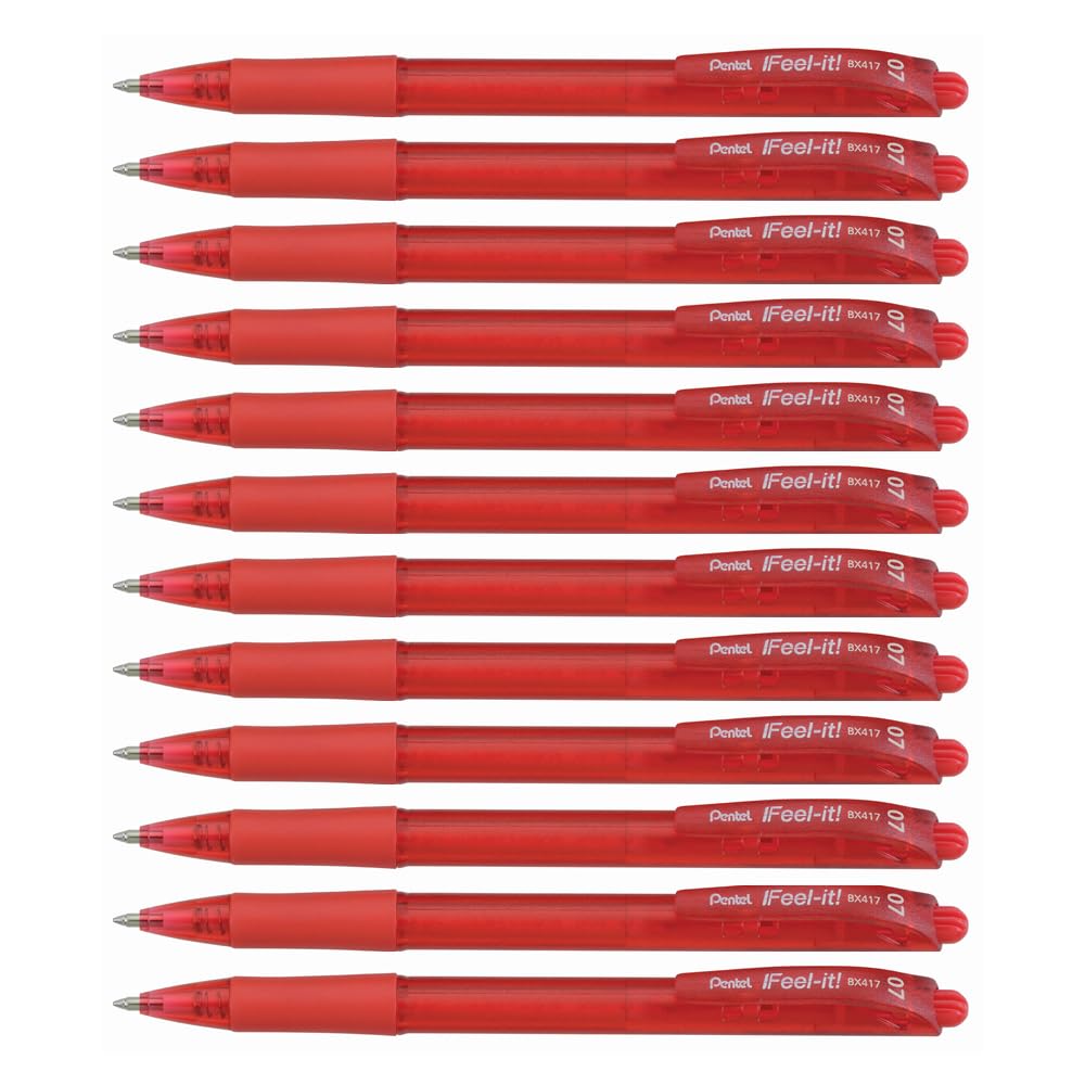 Pentel BX417-B Feel-It, Retractable Fine Tip,Red