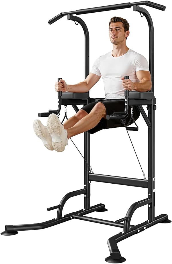Botifly Power Tower Dip Station Klimmzugstange Freistehend Höhenverstellbar von 170-220cm Multifunktionale Kraftstation Kraftturm Trainingsgerät für Zuhause Pull Up Bar