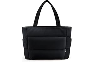 HOTOR Puffer Tote Bag for Women, Nurses - Multi-Pocket Lightweight Bag for Work - Quilted Handbag for Travel and Gym
