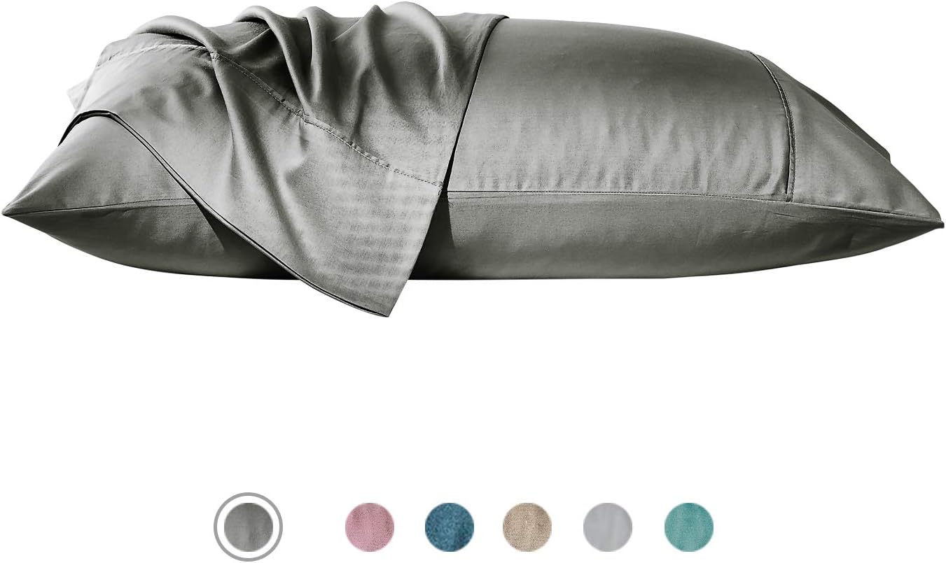 COUCOU HOME Bedding Soft Satin Pillowcase, Envelop Closure Pillow Case Set of 2 (Grey, Queen,20"x 30")