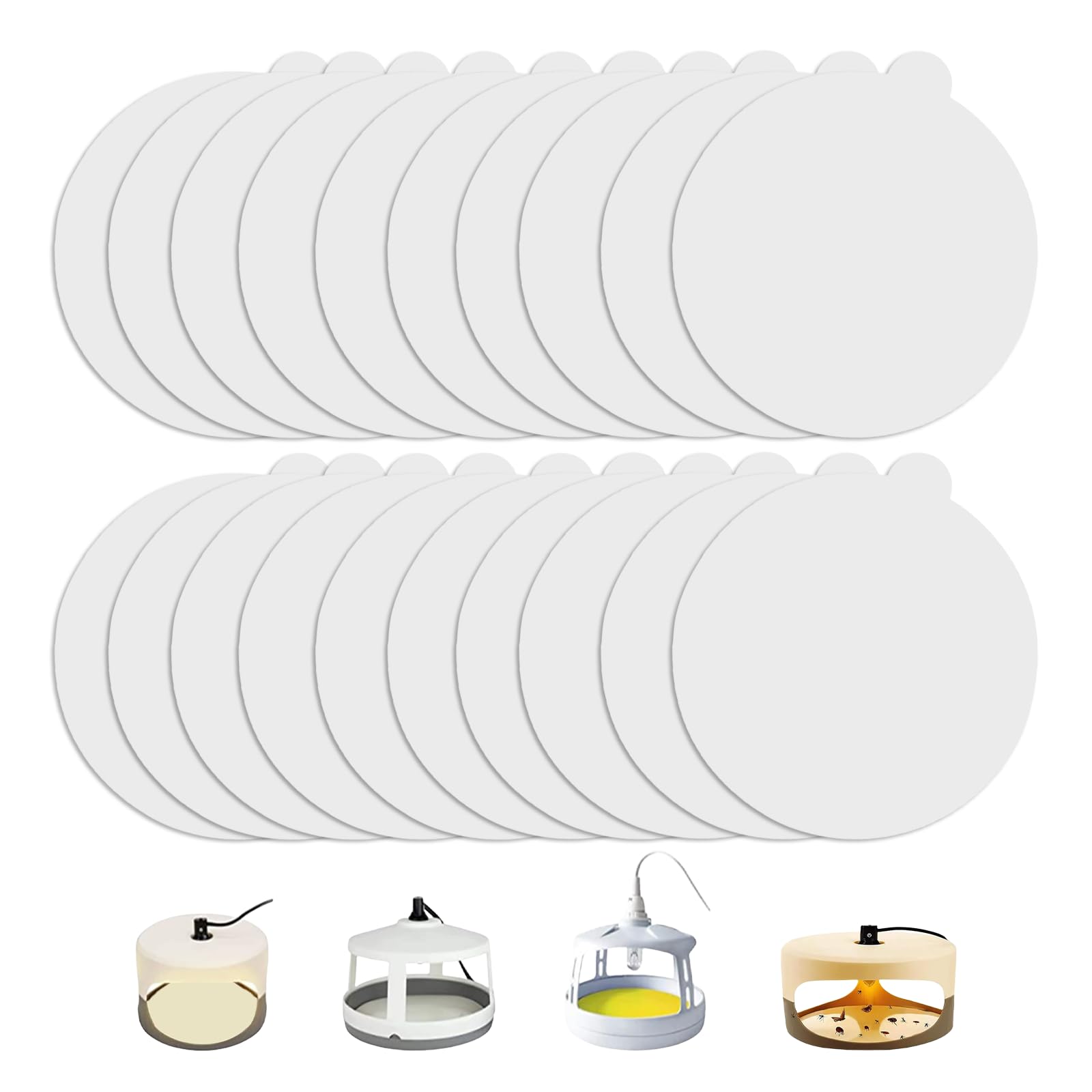 20PCS Flea Trap Sticky Discs, 18cm/7.1" Round Sticky Pads Replacement for Indoor Flea Catchers, Non-Toxic & Pet-Friendly Pest Control Solution, White
