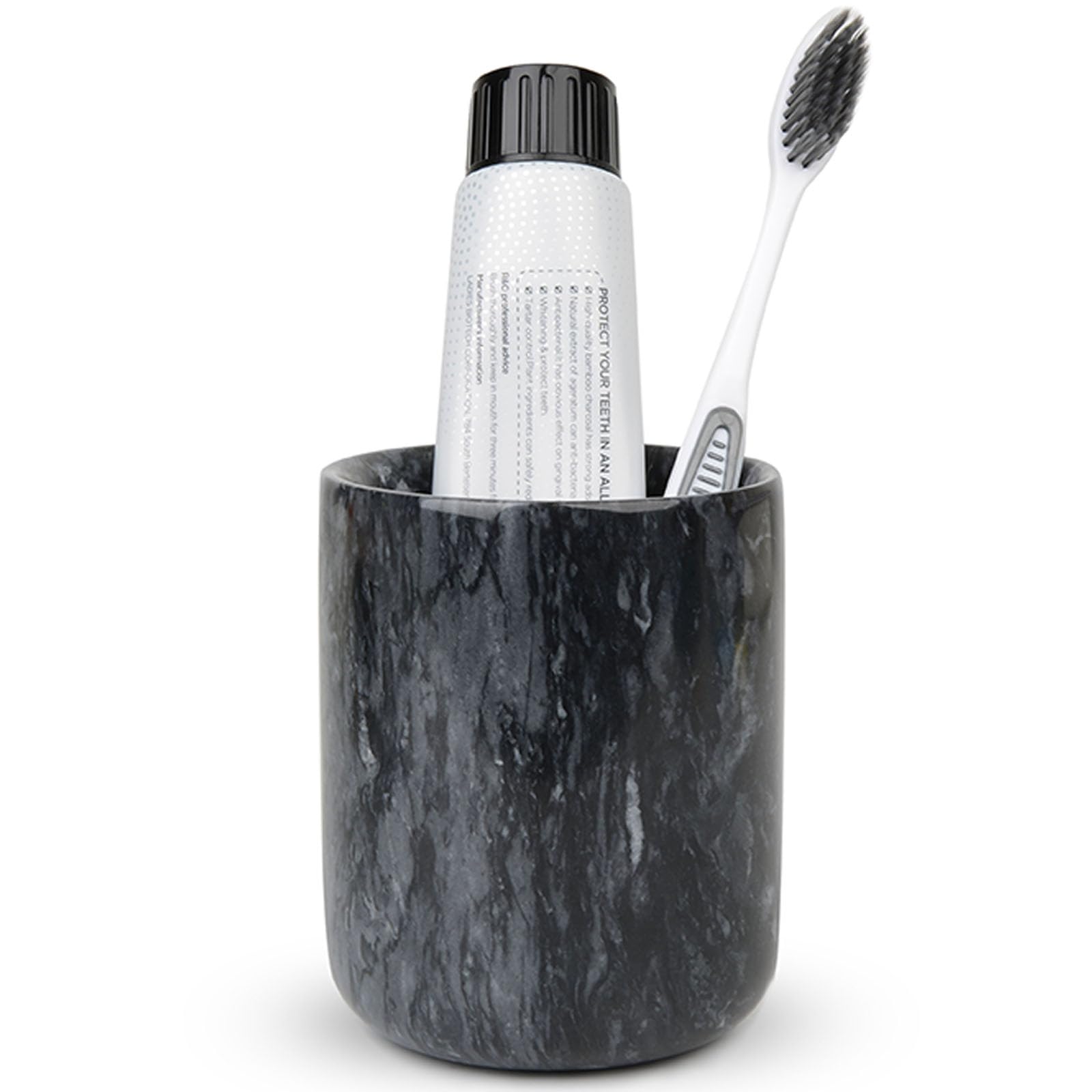 SIPARUI Marble Toothbrush Holder,Bathroom Toothbrush Cup Toothpaste Holder,Toothbrush Storage,Travel Camping Portable Reusable Storage Cups,Sturdy and Non-Tipping,Easy to Clean,Odorless(Black)