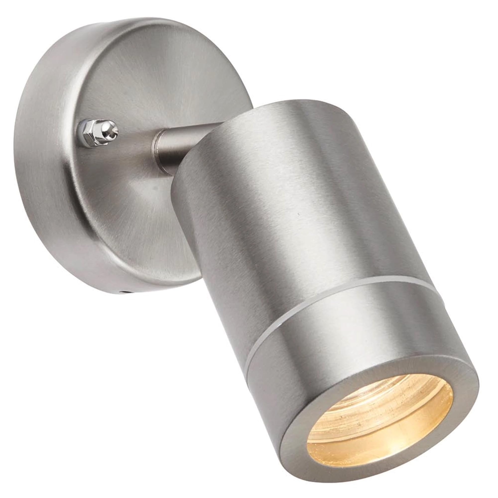 National Lighting Palin Brushed Stainless Steel External Outdoor Security GU10 Adjustable Tilt Wall Spot Light IP44 Rated