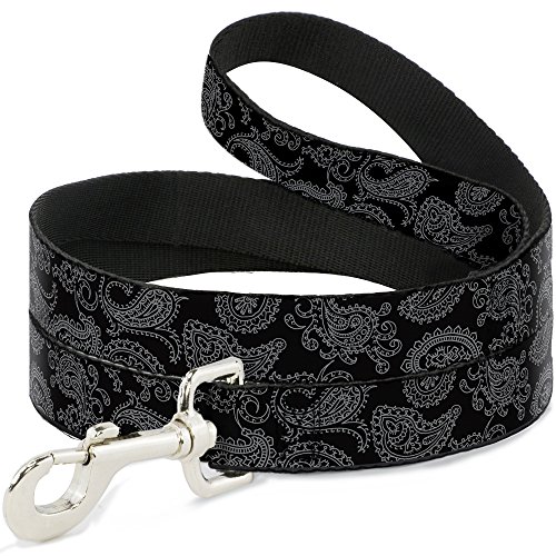 Buckle-Down Dog Leash Bandana Black Gray 4 Feet Long 1.5 Inch Wide