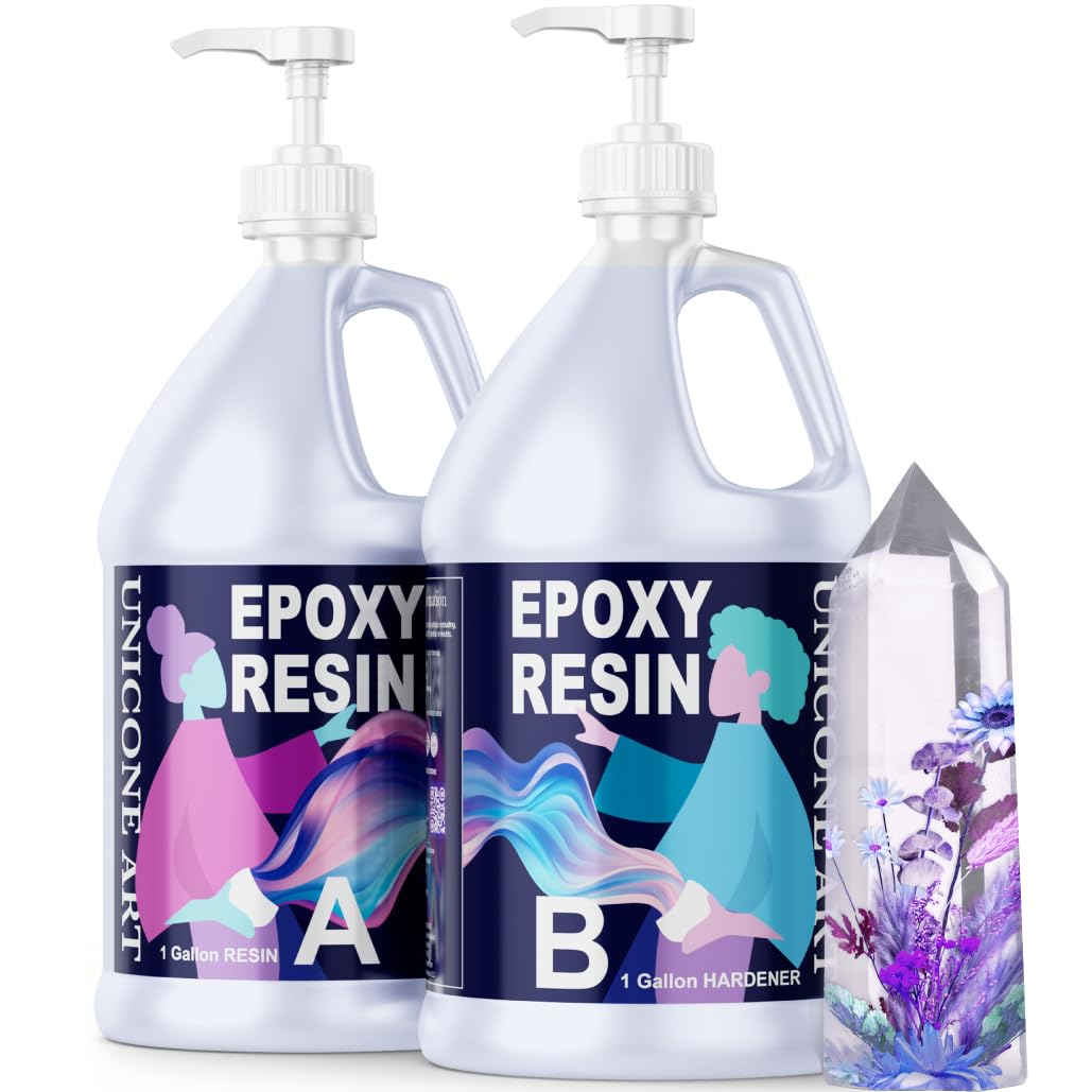 Photo 1 of Epoxy Resin Kit 2 Gallon (1 Gal Resin + 1 Gal Hardener) Resin Epoxy Craft Kit Gift - Non-Toxic, Crystal Clear, Odor-Free, UV Resistant, High Gloss Art Resin - Craft Stunning Creations with Ease (2gal)