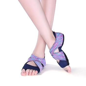 AiYoYo Anti-Rutsch Yoga Socken Yoga Schuhe 2 in 1 Zehensocken Schuhe aus Biologischer Baumwolle mit Offenen Zehen für Ballet,