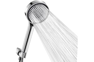 High Pressure Shower Head with Handheld, Handheld Shower Head with 2m Hose and Bracket, 5 Spray Mode Showerhead, Self Cleanin
