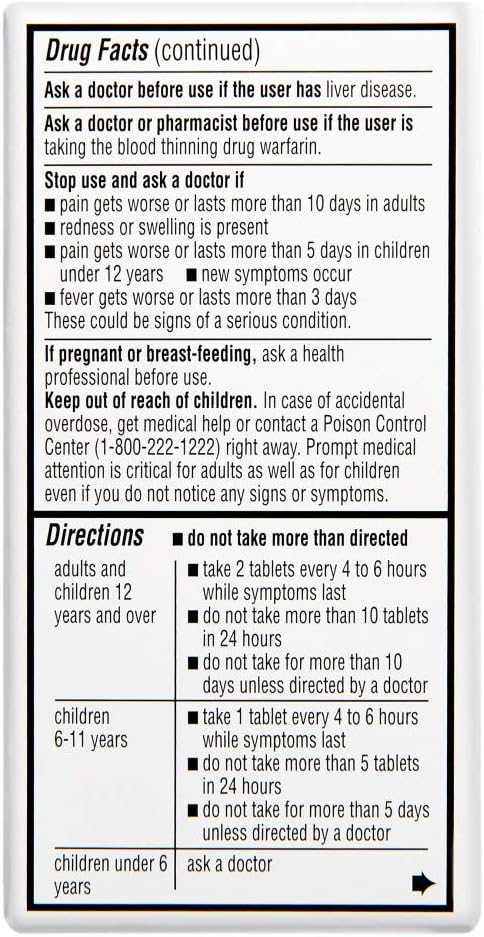 Rite Aid Regular Strength Acetaminophen, 325mg - 100 Tablets | Pain Reliever and Fever Reducer: Health & Personal Care