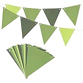 MECCANIXITY 16 Ft Green Pennant Banner Flags String CardStock Triangle Hanging Triangle Bunting Flags for Festive, Wedding, Birthday Party Decorations