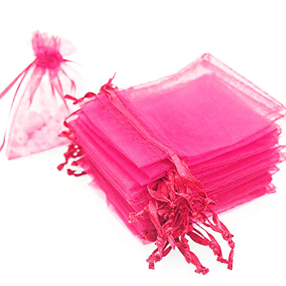 Time to Sparkle 25pcs Pouches Organza Gift Bags Oragnza Wedding Party Favour Jewellery, 15x20cm, Hot Pink — image 1