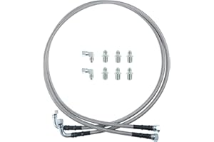 SURIEEN 6AN Transmission Cooler Hose Fitting Kit with 52" Stainless Steel Flexible Braided Line, Replace TH350/ 700R4/ TH400,