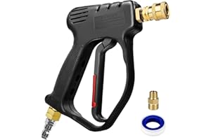 MEKOH Short Pressure Washer Gun, 4000 PSI High Power Washer Spray Gun, 10.5 GPM Foam Gun with 3/8'' Quick Connect, Stubby Pressure Washer Trigger Handle with M22-14mm Adapter for Extension Wand & Hose
