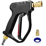 MEKOH Short Pressure Washer Gun, 4000 PSI High Power Washer Spray Gun, 10.5 GPM Foam Gun with 3/8'' Quick Connect, Stubby Pressure Washer Trigger Handle with M22-14mm Adapter for Extension Wand & Hose