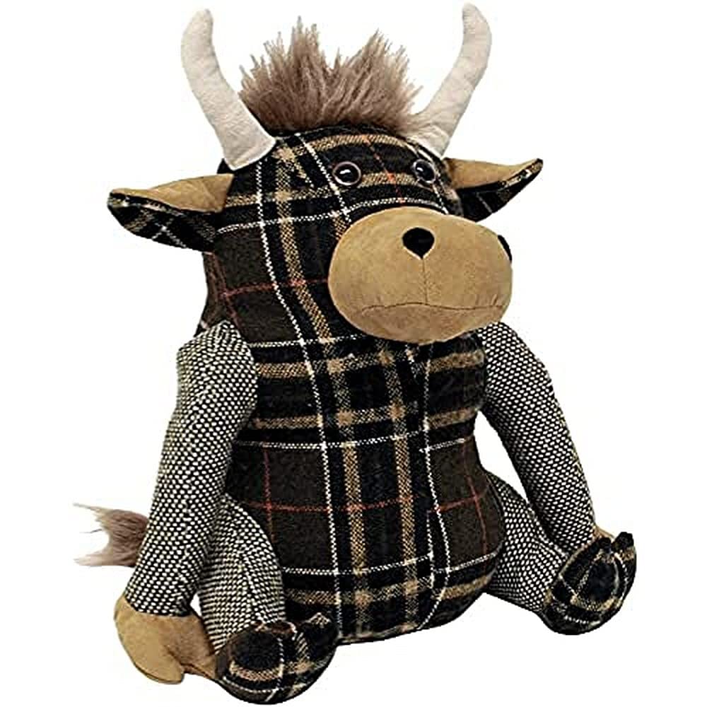Highland Cow Doorstop - Heavyweight Sand Filling - 100% Polyester - 22 x 24 x 15cm (9" x 9" x 6" inches) - Made by Riva Paoletti - Designed in the UK