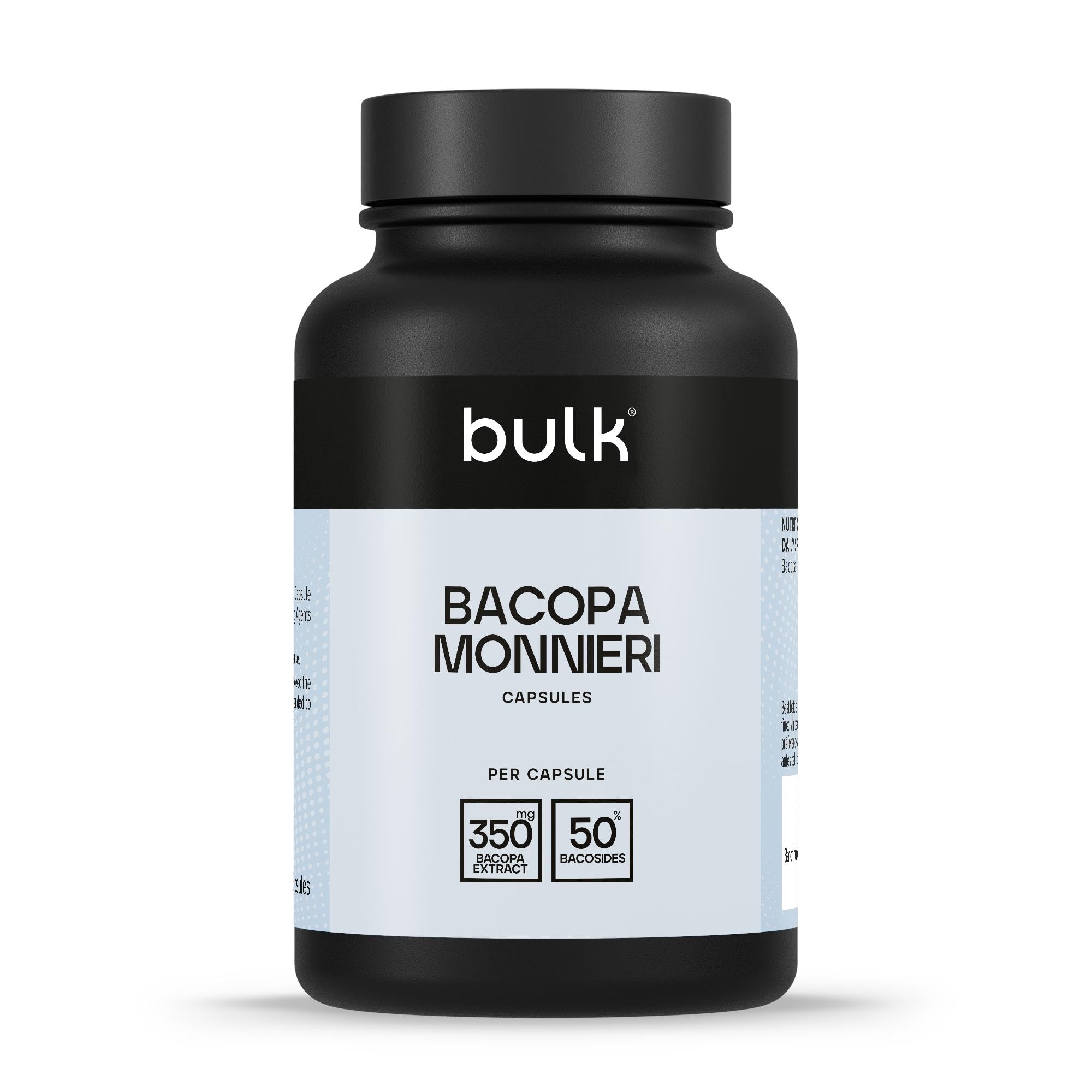 Bulk Bacopa Monnieri Capsules, 350 mg, Pack of 90, 90 Servings, Packaging May Vary