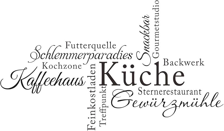 Decalmile Nero Frasi Cucina Adesivi Murali Tedesco Kuche Adesivi Da Parete Scritte Vinile Removibile Decorazione Murale Bar Ristorante Sala Da Pranzo Amazon It Casa E Cucina