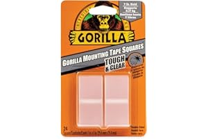 The Gorilla Glue Company 6067202 1" Double-Sided Tough & Clear Mounting Tape Squares 24 Count