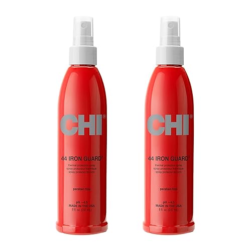 CHI 44 Iron Guard Thermal Protection Spray, Nourishing Formula Helps Resist Heat Damage to Hair & Tame Frizz, Clear, 8 Oz, Pack of 2