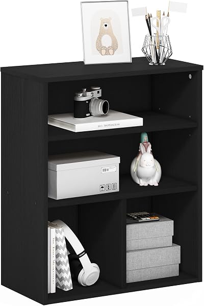 Furinno PASIR 3-Tier Shelf Bookcase Black Oak 30cm D x 60cm W x 71cm H