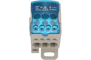 80A Block Distribution Box, Copper Din Rail Terminal Block Distribution Box Electric Wire Connector Universal Power Junction 