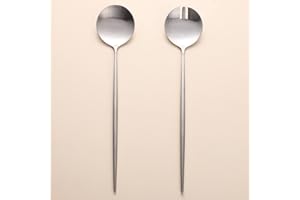 Zerophilo Salad Servers,Spoon and Fork Set 11.41 inch,18/10 Stainless Steel Salad Serving Silver