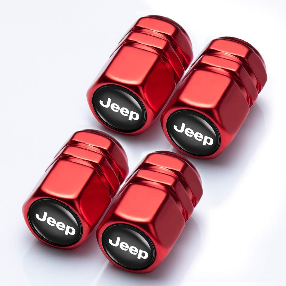 Goshion 4 Pcs Metal Car Wheel Tire Valve Stem Caps for Jeep Grand Cherokee Wrangler Compass Cherokee Renegade Patriot Grand Comander Decoration Styling Decoration Accessories