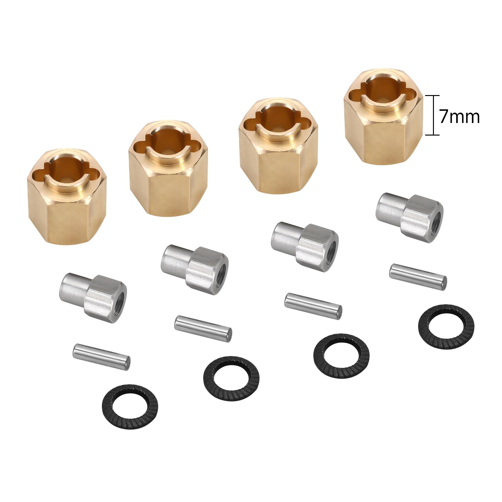 INJORA 9g Brass Wheel Hex Hub 7mm Extenders Adaptor for TRX4M Redcat Ascent18 1/18 RC Crawler Car Upgrade(9g/Total)