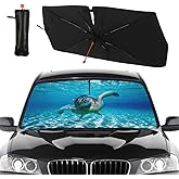 PZTZH Sea Turtle Car Windshield Sunshade Umbrella Funny Turtle Sun Shade Umbrella for Car Turtle Foldable Car Window Shades Windshield Sun Shades Umbrella Cover 57 x 30 in