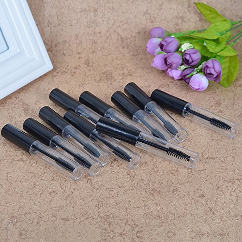 Coobbar 10ml 10pcs Empty Eyelashes Mascara Tube Vial Liquid Plastic Bottle Cosmetic Container With Black Cap