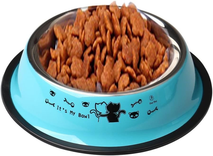 ZHIYE Stainless Steel Pet Bowls for Cats,2 Piece Non-slip Dog Feeding Bowl Small Dogs Cats, Blue - Image 5