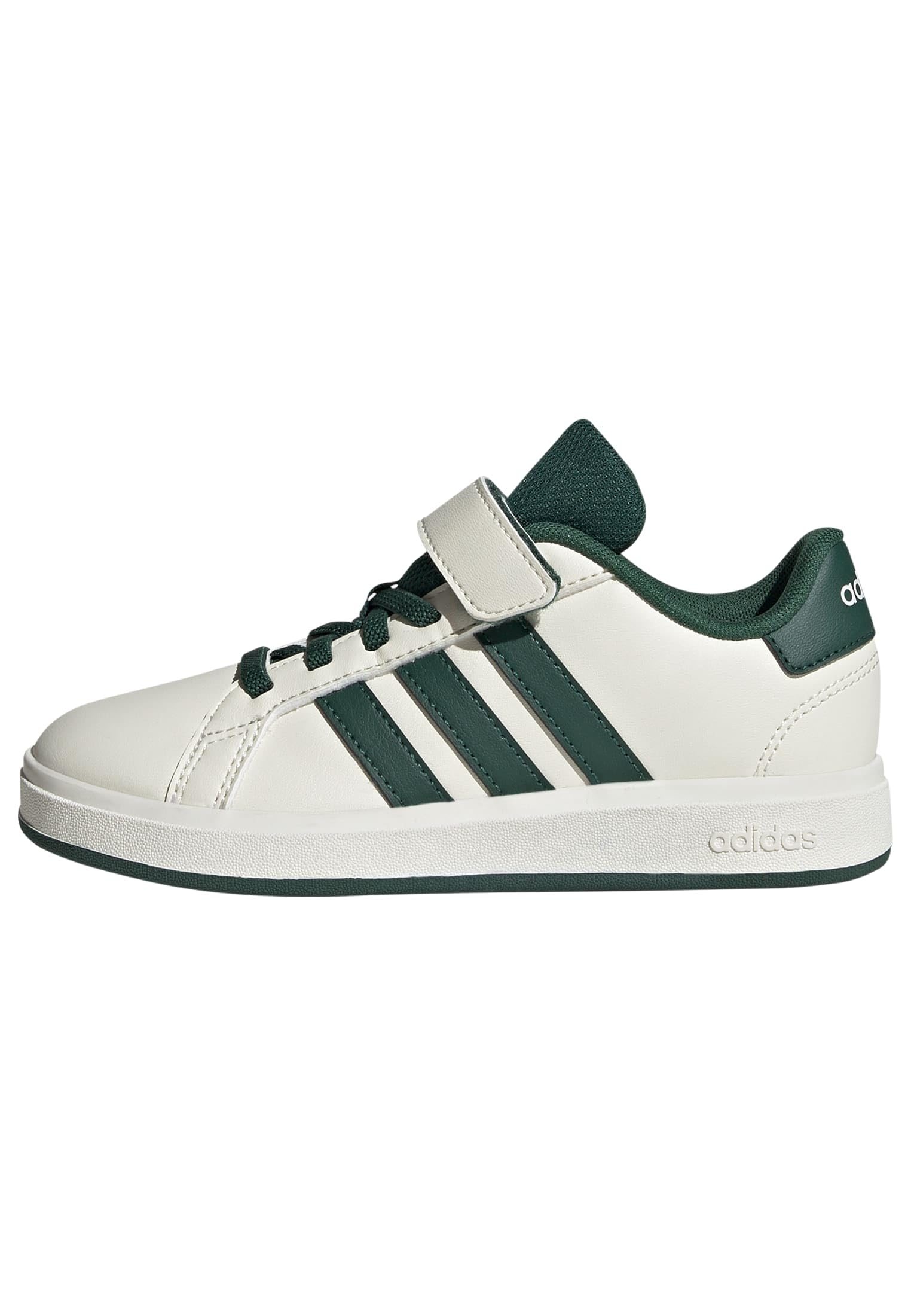adidas Unisex-Kids Grand Court 2.0 Elastic Lace, Off White/Collegiate Green/Black, 11.5 Image