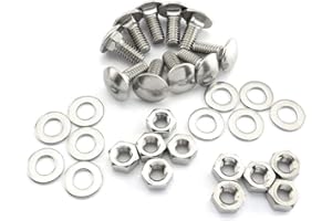 Pro Bamboo Kitchen 10 Sets Stainless Steel Long Carriage Bolts 5/16"-18x3/4" with 304 Stainless Steel 5/16" Hex Nuts and Washers