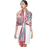 DANA XU Women's 100% Mulberry Silk Pashmina Shawl and Wraps Extra Large Floral Scarf for Evening Dresses, Soft Oversized