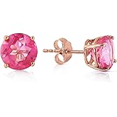 3.1 CTW 14k Solid Rose Gold Anna Pink Topaz Stud Earrings