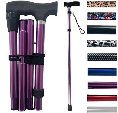 LIFE Life Healthcare Folding Walking Stick Adjustable Height Purple Cane