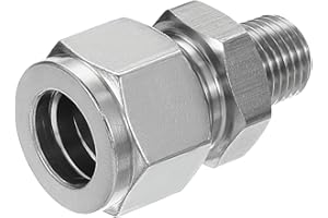 PATIKIL 1/4NPT x 14mm 304 Stainless Steel Compression Tube Fitting, Double Ferrules Compression Tube Fitting Straight Adapter