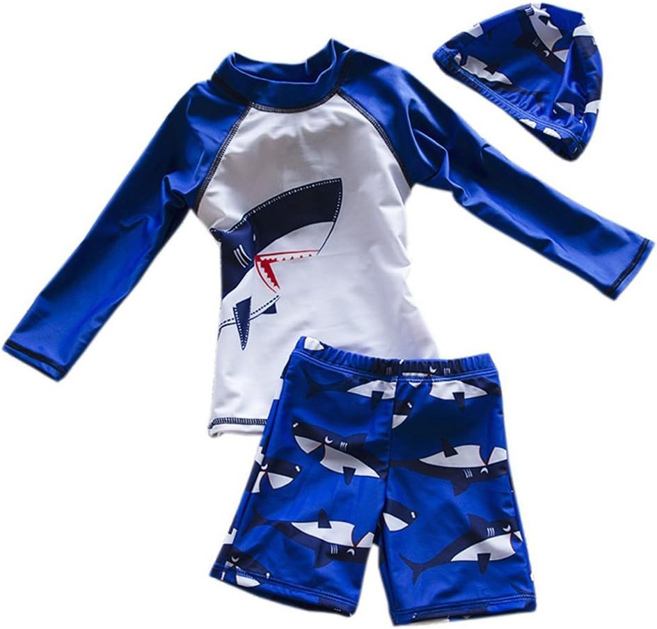 YoberBaby Boys Kids Long Sleeve UV Sun Protection Rash Guards Swimsuit with Hat