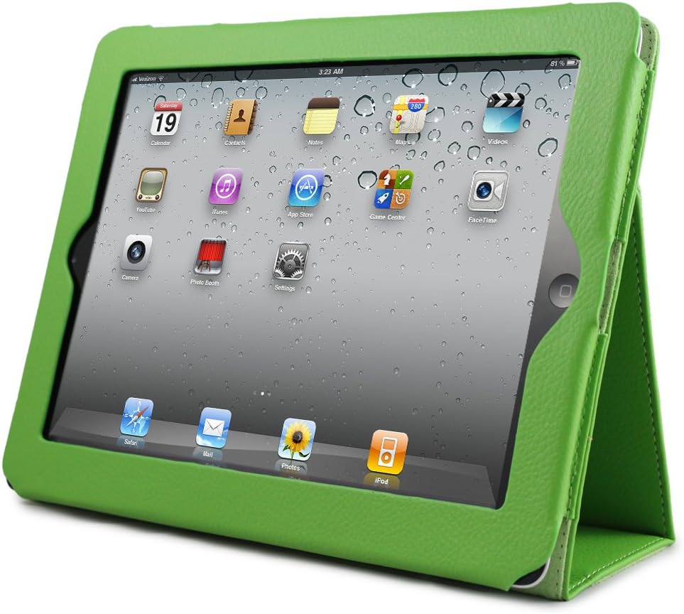 New iPad 4, iPad 3 & iPad 2 (Green) Executive Premium Leather Folio
